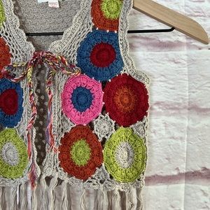 NWOT Mimi & Maggie Hippie Colorful Knit Vest Toddler Girl Sz OS